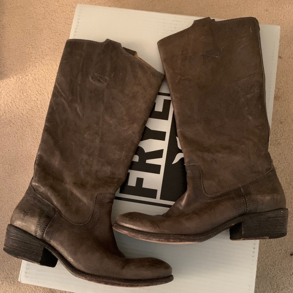 Carson Tab Tall Charcoal knee high boots in box
